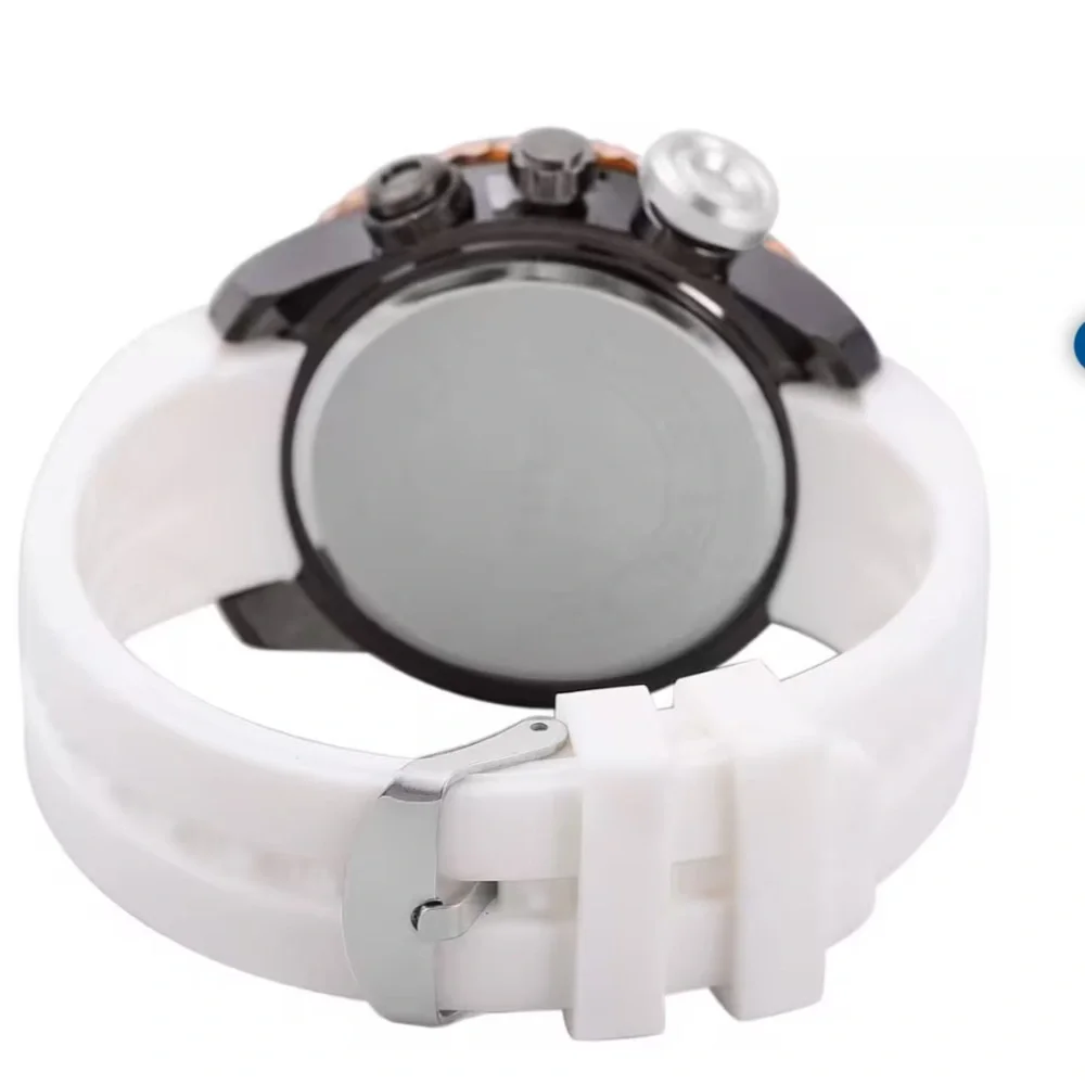 Strada Japanese Movement Steel Color false Button Dial Watch